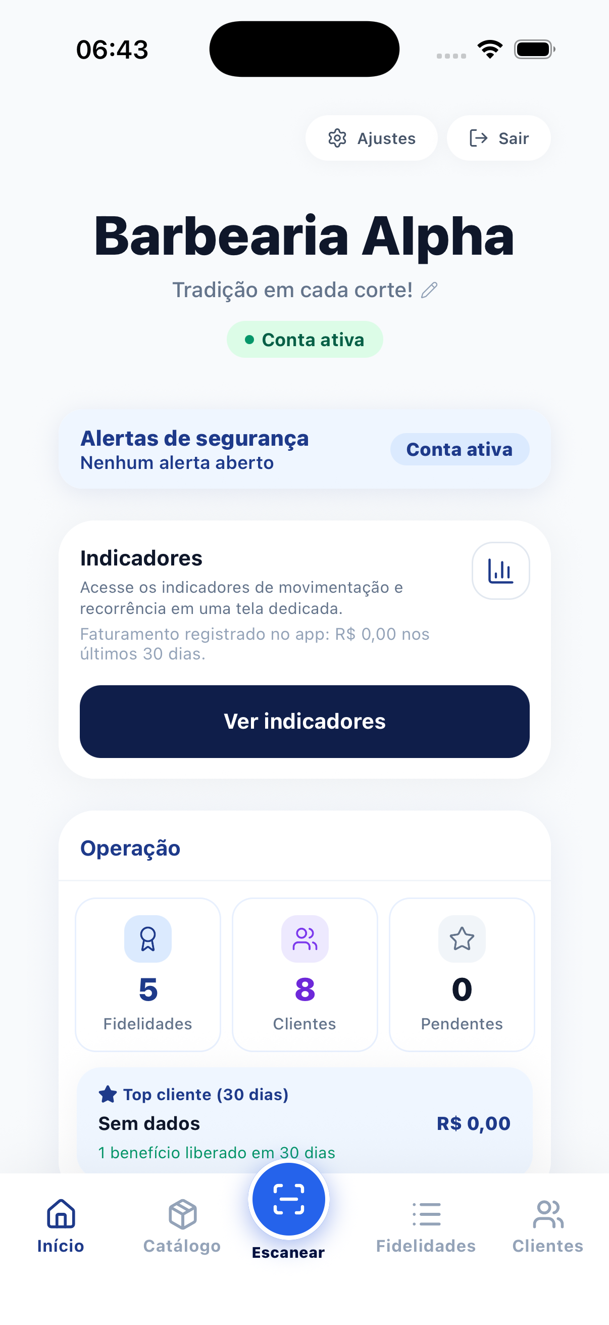 Dashboard da Barbearia Alpha